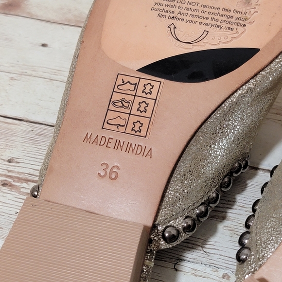 Free People NWOB Studded Newport Flats in metallic leather EU36 - Picture 8 of 13